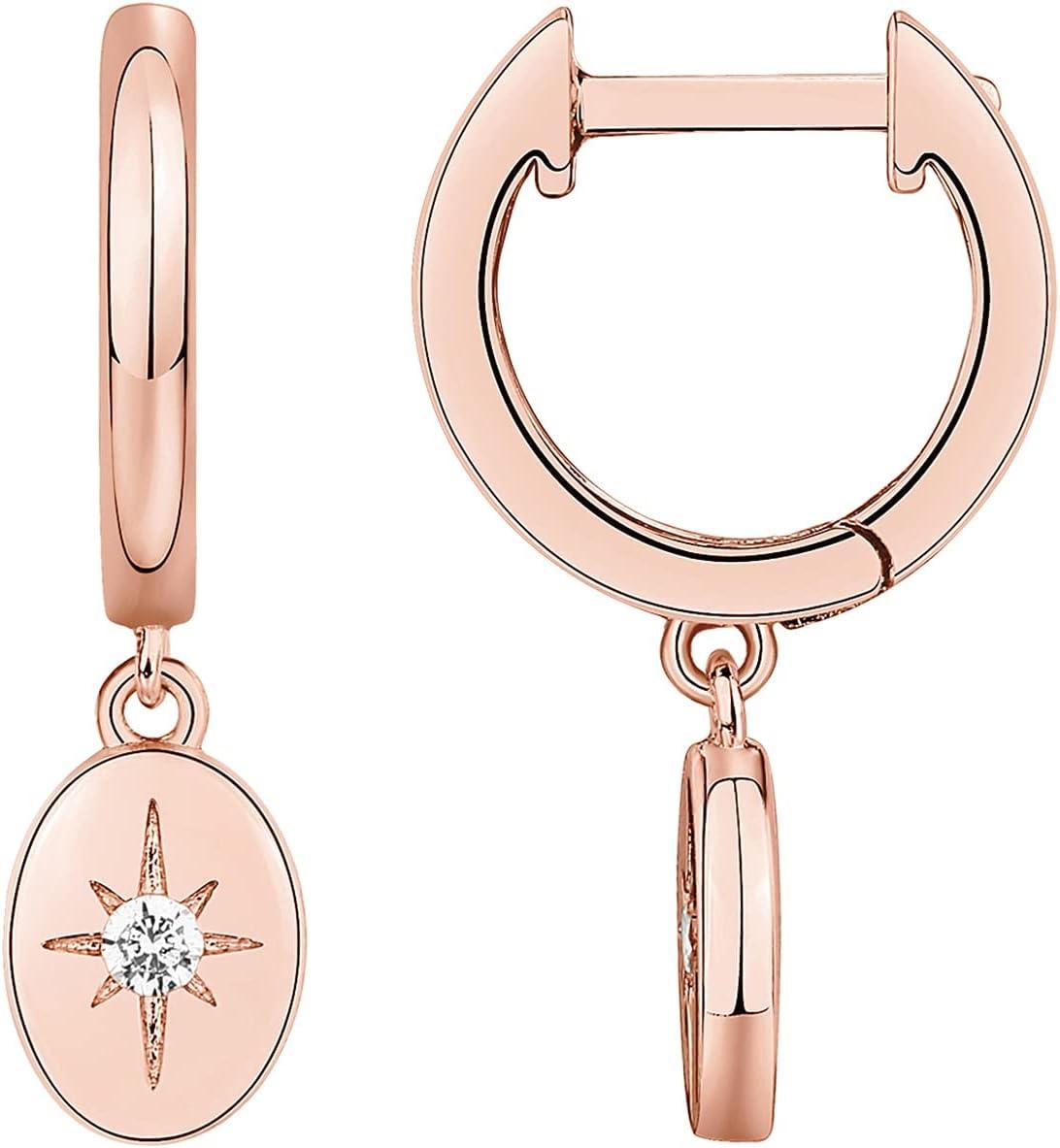 imagePAVOI 14K Gold Plated S925 Sterling Silver Post Lightweight DropDangle Huggie Earrings for Women Religious Ornament Cross Evil Eye Clover Celtic Dainty Earrings for WomenRose Gold
