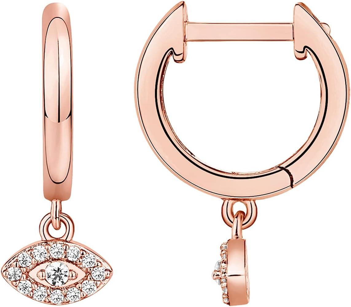imagePAVOI 14K Gold Plated S925 Sterling Silver Post Lightweight DropDangle Huggie Earrings for Women Religious Ornament Cross Evil Eye Clover Celtic Dainty Earrings for WomenRose Gold
