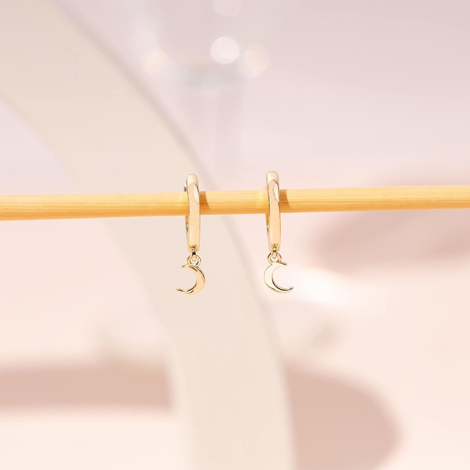 imagePAVOI 14K Gold Plated S925 Sterling Silver Post Lightweight DropDangle Huggie Earrings for Women Religious Ornament Cross Evil Eye Clover Celtic Dainty Earrings for WomenRose Gold