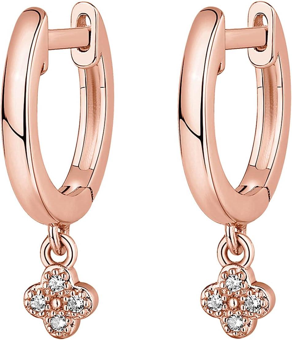 imagePAVOI 14K Gold Plated S925 Sterling Silver Post Lightweight DropDangle Huggie Earrings for Women Religious Ornament Cross Evil Eye Clover Celtic Dainty Earrings for WomenRose Gold