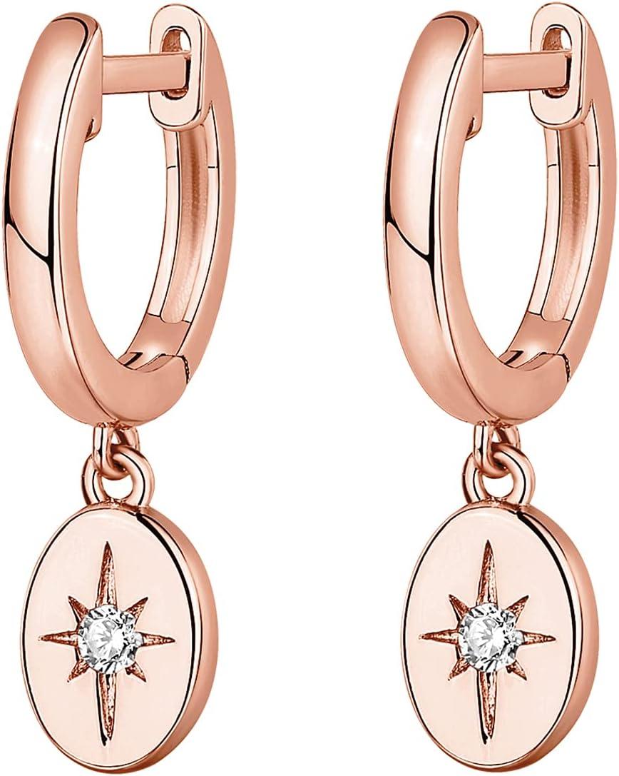imagePAVOI 14K Gold Plated S925 Sterling Silver Post Lightweight DropDangle Huggie Earrings for Women Religious Ornament Cross Evil Eye Clover Celtic Dainty Earrings for WomenRose Gold