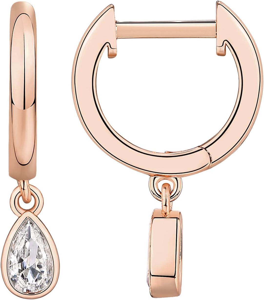 imagePAVOI 14K Gold Plated S925 Sterling Silver Post Lightweight DropDangle Huggie Earrings for Women Religious Ornament Cross Evil Eye Clover Celtic Dainty Earrings for WomenRose Gold