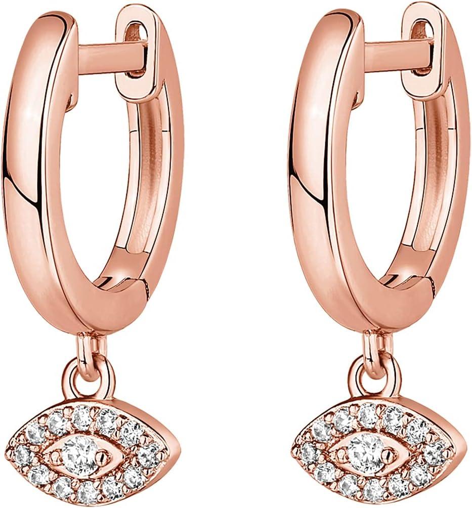imagePAVOI 14K Gold Plated S925 Sterling Silver Post Lightweight DropDangle Huggie Earrings for Women Religious Ornament Cross Evil Eye Clover Celtic Dainty Earrings for WomenRose Gold
