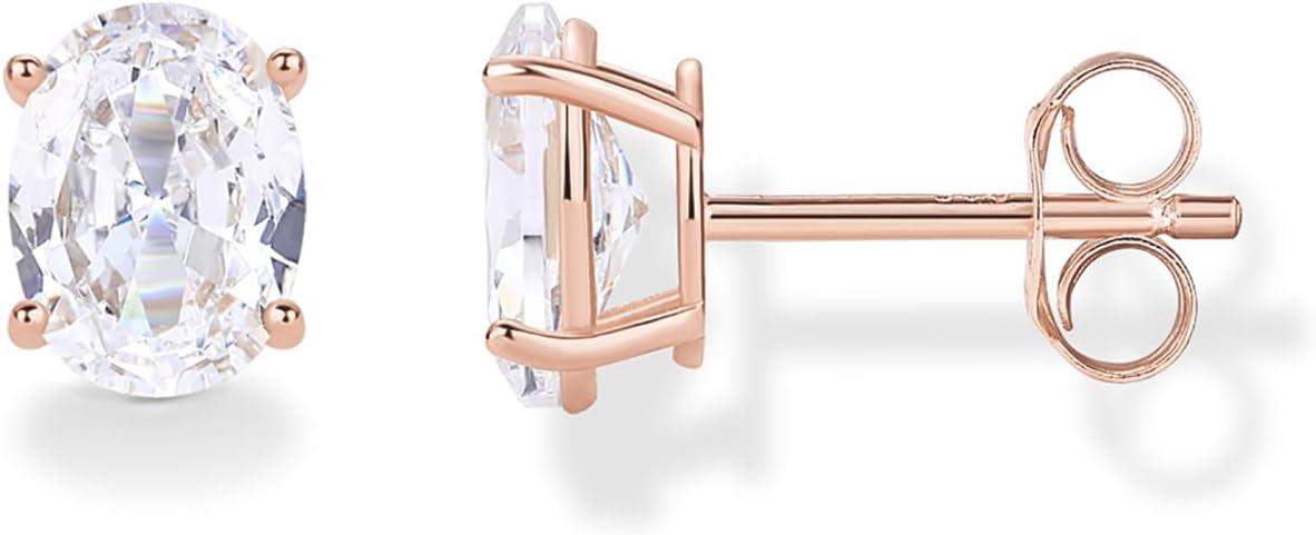 imagePAVOI 14K Gold Plated 925 Sterling Silver Cubic Zirconia Stud Earrings for Women Simulated Diamond CZ EarringsRose Gold
