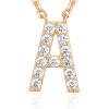 PAVOI 14K White Gold Plated Cubic Zirconia Initial Necklace | Letter Dainty Necklaces for Women(- A)