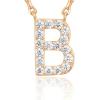 PAVOI 14K White Gold Plated Cubic Zirconia Initial Necklace | Letter Dainty Necklaces for Women(- B)
