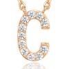 PAVOI 14K White Gold Plated Cubic Zirconia Initial Necklace | Letter Dainty Necklaces for Women(- C)
