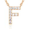PAVOI 14K White Gold Plated Cubic Zirconia Initial Necklace | Letter Dainty Necklaces for Women(- F)