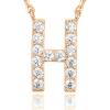 PAVOI 14K White Gold Plated Cubic Zirconia Initial Necklace | Letter Dainty Necklaces for Women(- H)