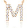 PAVOI 14K White Gold Plated Cubic Zirconia Initial Necklace | Letter Dainty Necklaces for Women(- M)