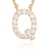 PAVOI 14K White Gold Plated Cubic Zirconia Initial Necklace | Letter Dainty Necklaces for Women(- Q)