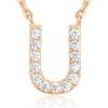 PAVOI 14K White Gold Plated Cubic Zirconia Initial Necklace | Letter Dainty Necklaces for Women(- U)