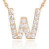 PAVOI 14K White Gold Plated Cubic Zirconia Initial Necklace | Letter Dainty Necklaces for Women(- W)