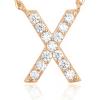 PAVOI 14K White Gold Plated Cubic Zirconia Initial Necklace | Letter Dainty Necklaces for Women(- X)
