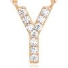 PAVOI 14K White Gold Plated Cubic Zirconia Initial Necklace | Letter Dainty Necklaces for Women(- Y)