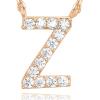 PAVOI 14K White Gold Plated Cubic Zirconia Initial Necklace | Letter Dainty Necklaces for Women(- Z)