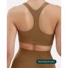 PAVOI ACTIVE Racerback Supportive Sports Bras for Women – High Support Scoop Neck Gym Workout Bra Removable Pads – HiPerform(Cafe)