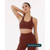 PAVOI ACTIVE Racerback Supportive Sports Bras for Women – High Support Scoop Neck Gym Workout Bra Removable Pads – HiPerform(Chocolate)
