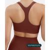 PAVOI ACTIVE Racerback Supportive Sports Bras for Women – High Support Scoop Neck Gym Workout Bra Removable Pads – HiPerform(Chocolate)
