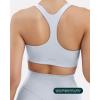 PAVOI ACTIVE Racerback Supportive Sports Bras for Women – High Support Scoop Neck Gym Workout Bra Removable Pads – HiPerform(Silver)