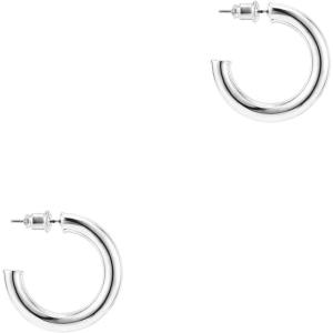 PAVOI 14K Gold Plated Hoop Earrings For Women – 3.5mm Thick Infinity Gold Hoops Women Earrings – Plated Loop – Lightweight Set(White Gold)