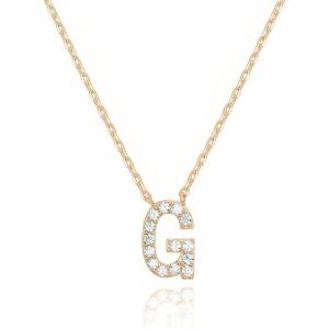 PAVOI 14K White Gold Plated Cubic Zirconia Initial Necklace | Letter Dainty Necklaces for Women(- G)