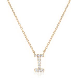PAVOI 14K White Gold Plated Cubic Zirconia Initial Necklace | Letter Dainty Necklaces for Women(- I)