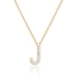 PAVOI 14K White Gold Plated Cubic Zirconia Initial Necklace | Letter Dainty Necklaces for Women(- J)