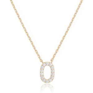 PAVOI 14K White Gold Plated Cubic Zirconia Initial Necklace | Letter Dainty Necklaces for Women(- O)
