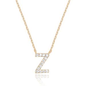 PAVOI 14K White Gold Plated Cubic Zirconia Initial Necklace | Letter Dainty Necklaces for Women(- Z)