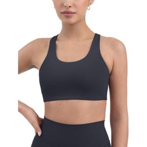 PAVOI ACTIVE Racerback Supportive Sports Bras for Women – High Support Scoop Neck Gym Workout Bra Removable Pads – HiPerform(Graphite)