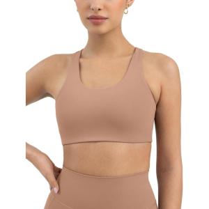 PAVOI ACTIVE Racerback Supportive Sports Bras for Women – High Support Scoop Neck Gym Workout Bra Removable Pads – HiPerform(Sienna)