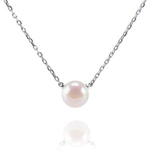 PAVOI Handpicked AAA+ Freshwater Cultured Single Pearl Necklace Pendant | Gold Necklaces for Women(White Gold)