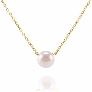 PAVOI Handpicked AAA+ Freshwater Cultured Single Pearl Necklace Pendant | Gold Necklaces for Women(Yellow Gold)
