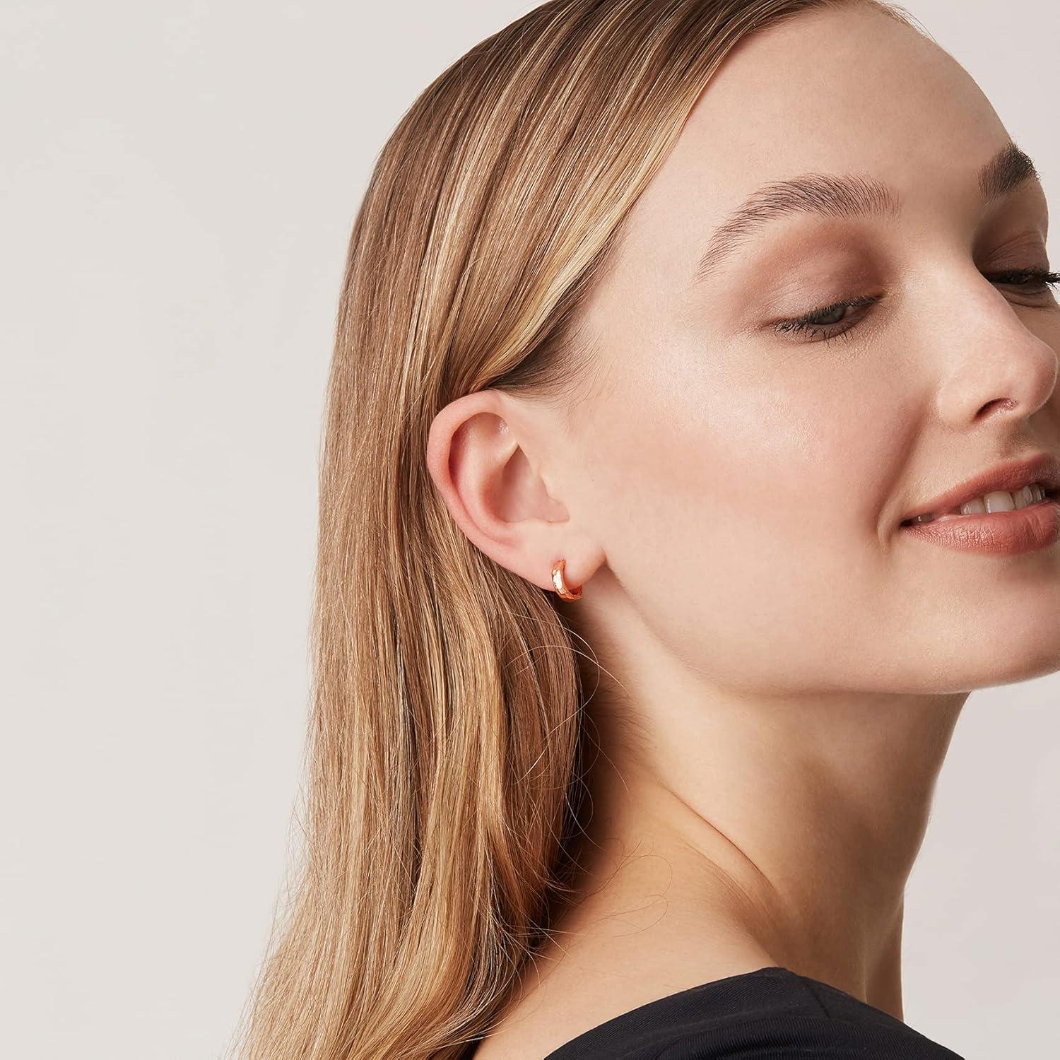 imagePAVOI 14K Gold Plated Thin Square Edge Open Hoop Earrings for Women Trendy Lightweight Open Hoops110 Millimeters