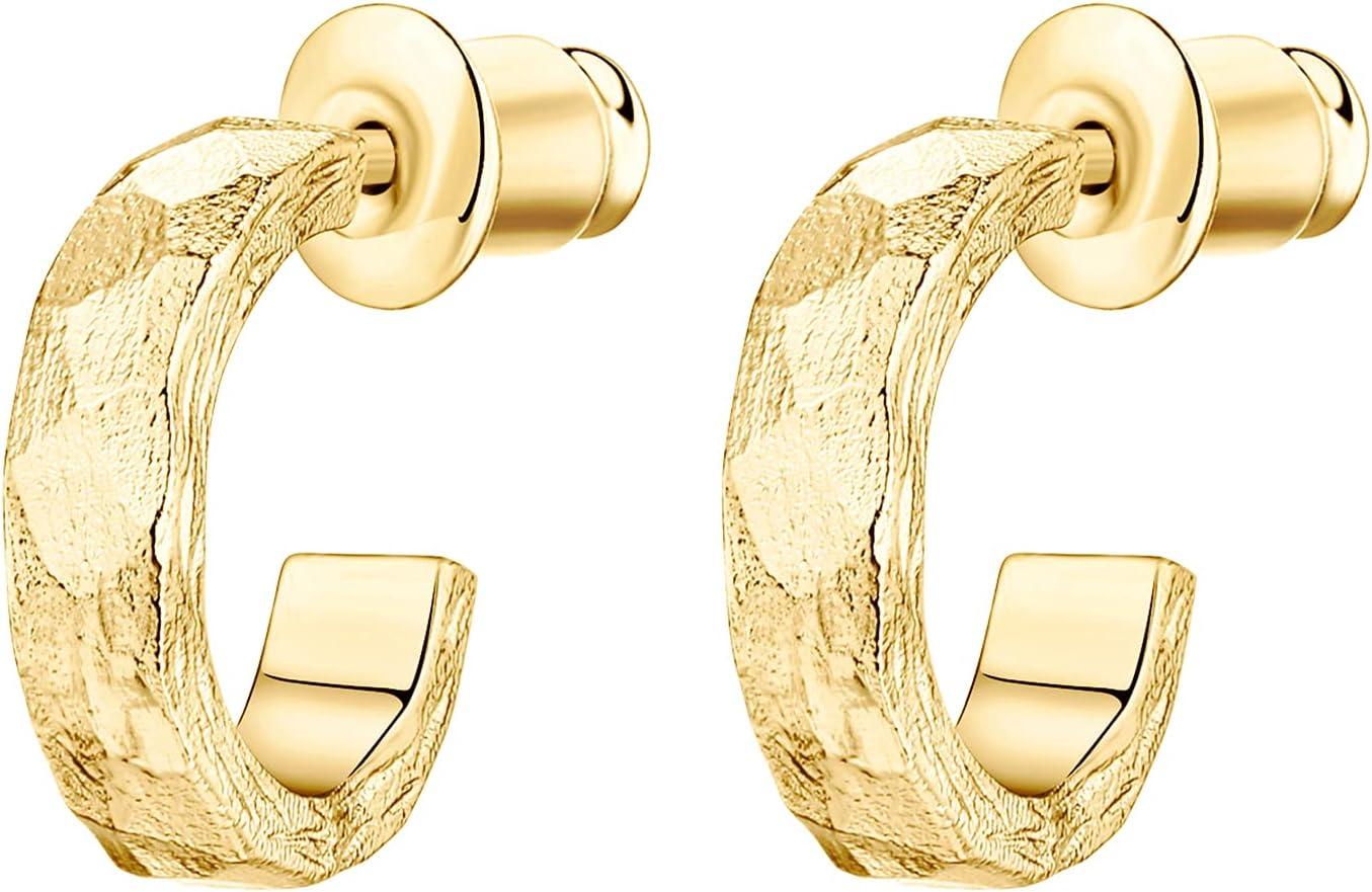 imagePAVOI 14K Gold Plated Thin Square Edge Open Hoop Earrings for Women Trendy Lightweight Open Hoops110 Millimeters