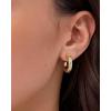 PAVOI 14K Gold Plated Star Shine Hoop Earrings for Women | Cubic Zirconia Celestial Chunky Hoops Earrings(20mm)