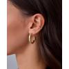 PAVOI 14K Gold Plated Star Shine Hoop Earrings for Women | Cubic Zirconia Celestial Chunky Hoops Earrings(30mm)