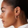 PAVOI 14K Gold Plated Thin Square Edge Open Hoop Earrings for Women | Trendy Lightweight Open Hoops(30 Millimeters)