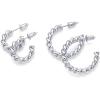 PAVOI 14K Gold Plated Twisted Rope Round Hoop Earrings in Rose, White and Yellow Gold(White Gold)