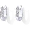 PAVOI 18K Gold Plated 925 Sterling Silver Posts Cubic Zirconia U Shaped Hoop Earrings | Hypoallergenic CZ Huggie Earrings for Women(White Gold)