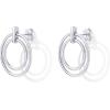 PAVOI 18K Gold Plated Statement Door Knockers Stud Earrings for Women | Interlock Ring Dangle Earrings(White Gold)