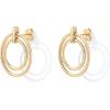 PAVOI 18K Gold Plated Statement Door Knockers Stud Earrings for Women | Interlock Ring Dangle Earrings(Yellow Gold)