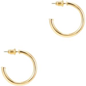 PAVOI 14K Gold Plated Hoop Earrings for Women – 2mm Thick Infinity Hoops – Lightweight Loop Earrings Set(30 Millimeters)