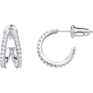 PAVOI 14K Gold Plated Split Huggie Hoop Earrings for Women – 925 Sterling Silver Posts Dainty Multi Hoop Huggie Earrings – Trendy Gold Jewelry(White Gold)