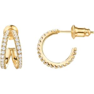 PAVOI 14K Gold Plated Split Huggie Hoop Earrings for Women – 925 Sterling Silver Posts Dainty Multi Hoop Huggie Earrings – Trendy Gold Jewelry(Yellow Gold)