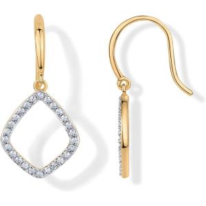 PAVOI 14K Gold Plated Teardrop Diamond Shaped Dangle Earrings for Women with Cubic Zirconia | Geometric Earring Pair(Yellow Gold)