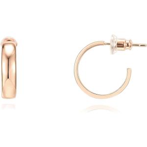 PAVOI 14K Gold Plated Wide Flat Edge Hoop Earrings for Women | Rose, White and Yellow Gold Hoops | Hypoallergenic Jewelry(Yellow Gold)