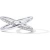 PAVOI 14K Gold Plated X Ring | Simulated Pavé Diamond CZ Criss Cross Ring for Women(White Gold)