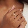 PAVOI 14K Gold Plated X Ring | Simulated Pavé Diamond CZ Criss Cross Ring for Women(Yellow Gold)